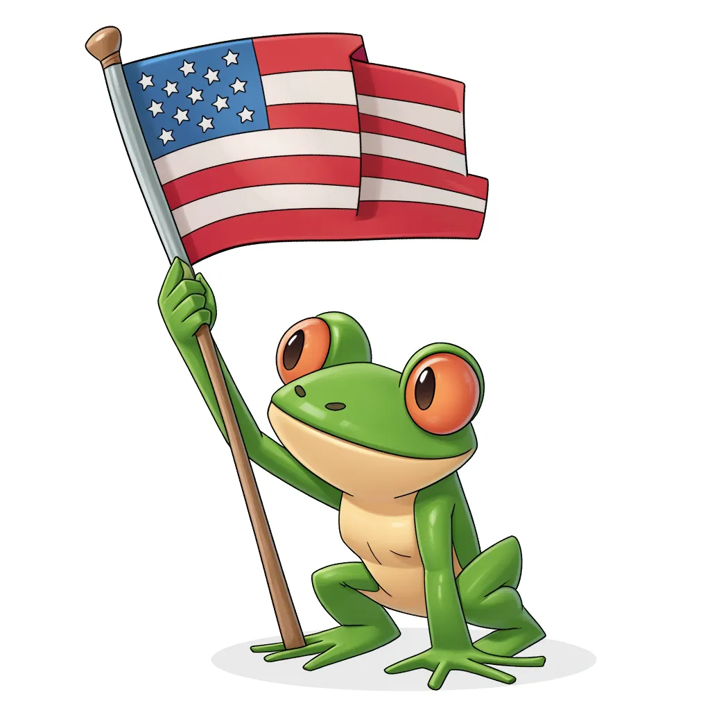 Pepe the frog waving the american flag