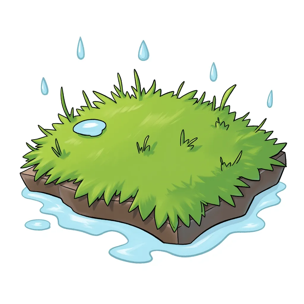 grass patch soaked from a long day of london rain