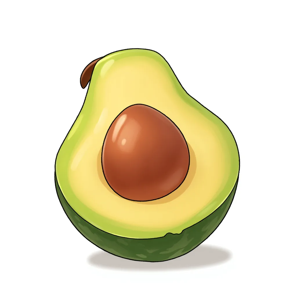 a peach colored avocado with two pits