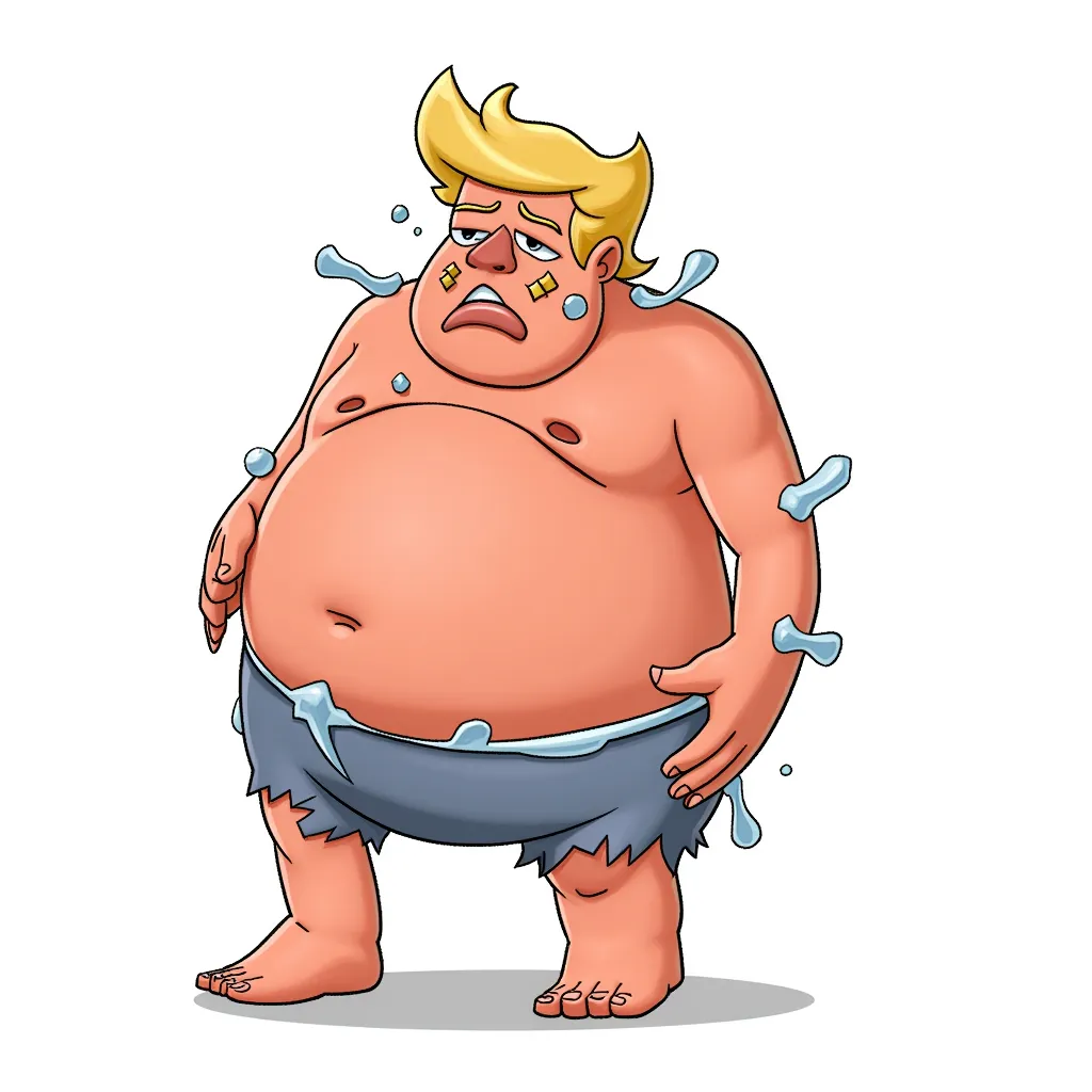 trump naked, fat and naked, sweaty