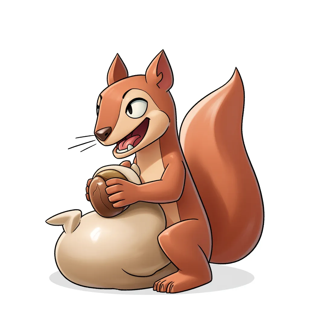 squirrel with a huge nut sack