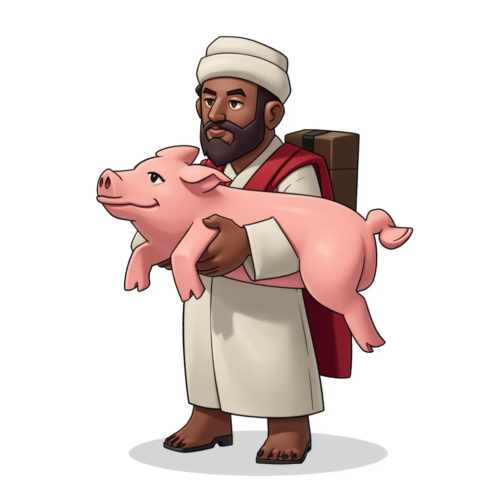 muslim carrying a pig