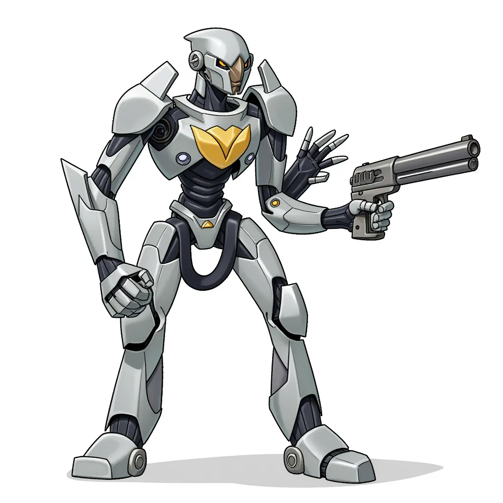 As a cyborg he wasn't ready for the amount of fighting he was going to be involved in luckily his shotgun is still intact.