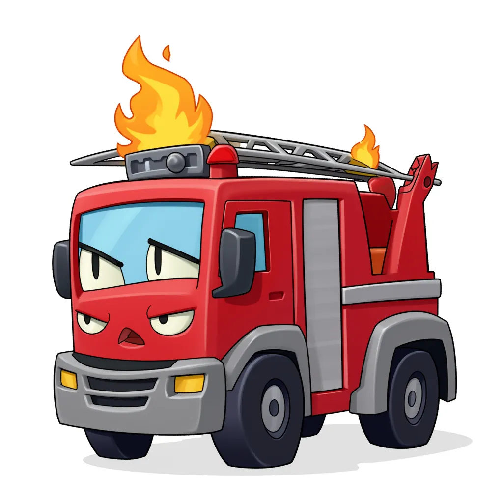 This fire truck is pissed because he got woken up to put out the fire of a careless engineering student.