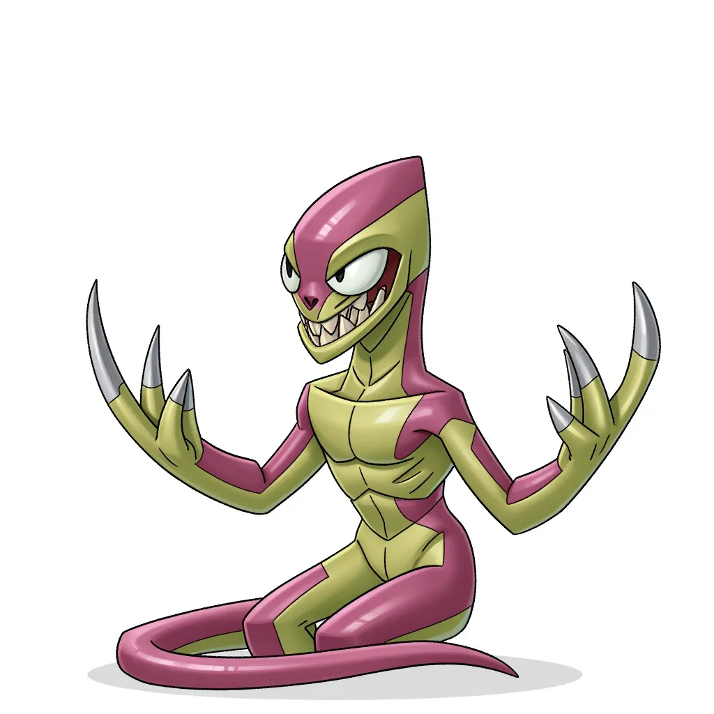 He's a slythering alien without eyes, and holding 2 super sharp claws instead of arms.