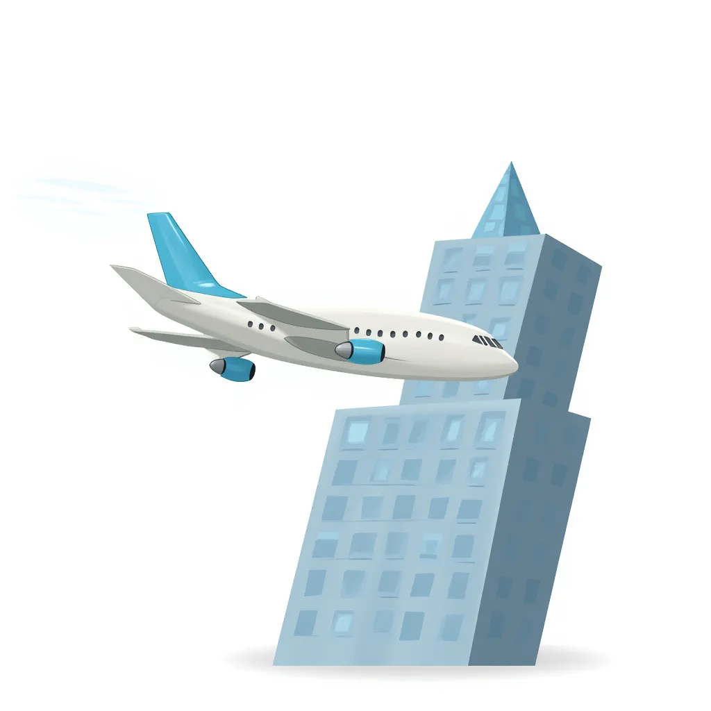 plane flying into tall building