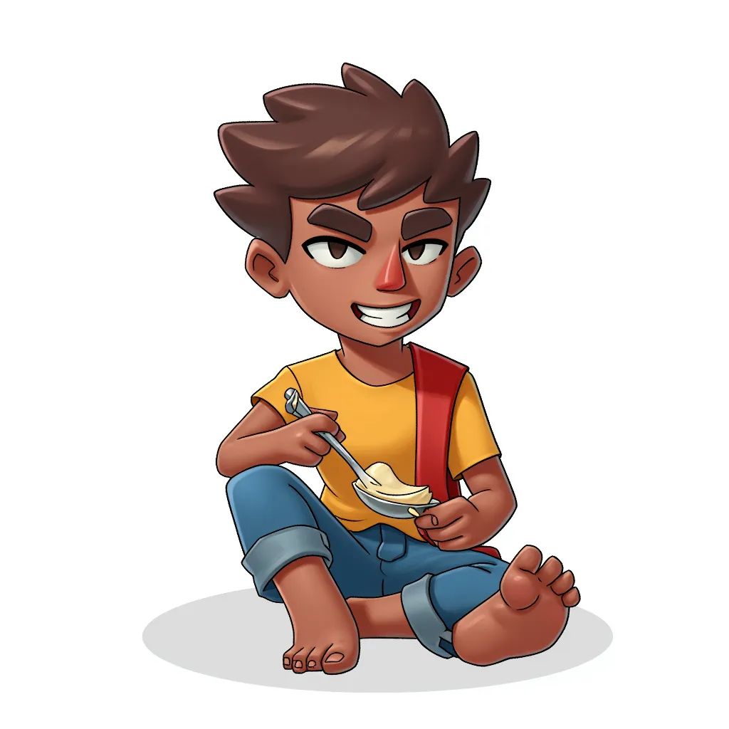 Slumdpg millionaire poor Indian boy on the down and out eating with his hands and feet