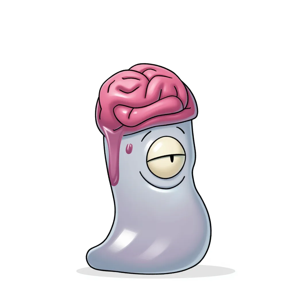 A slime so chill that you can even see how his brain is not doing that hard of a job.