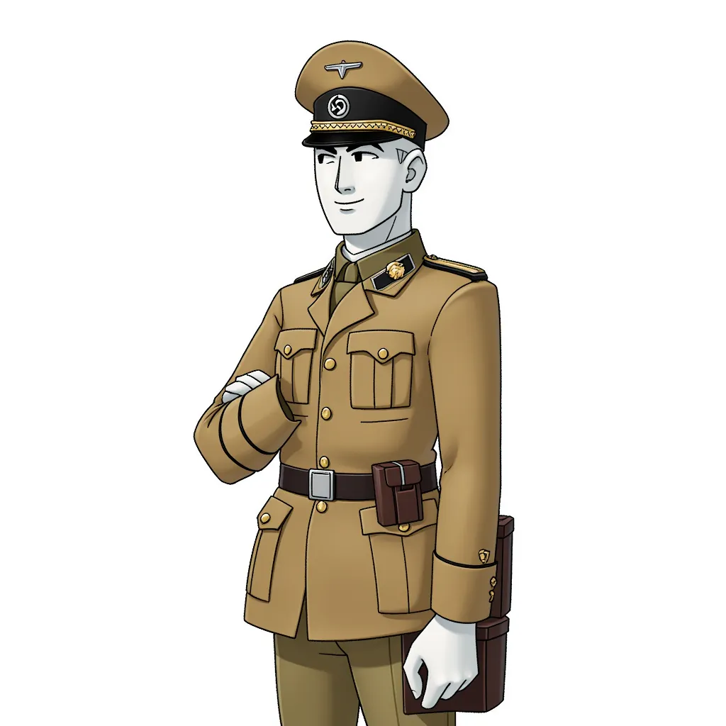 a white man in a tan SS uniform