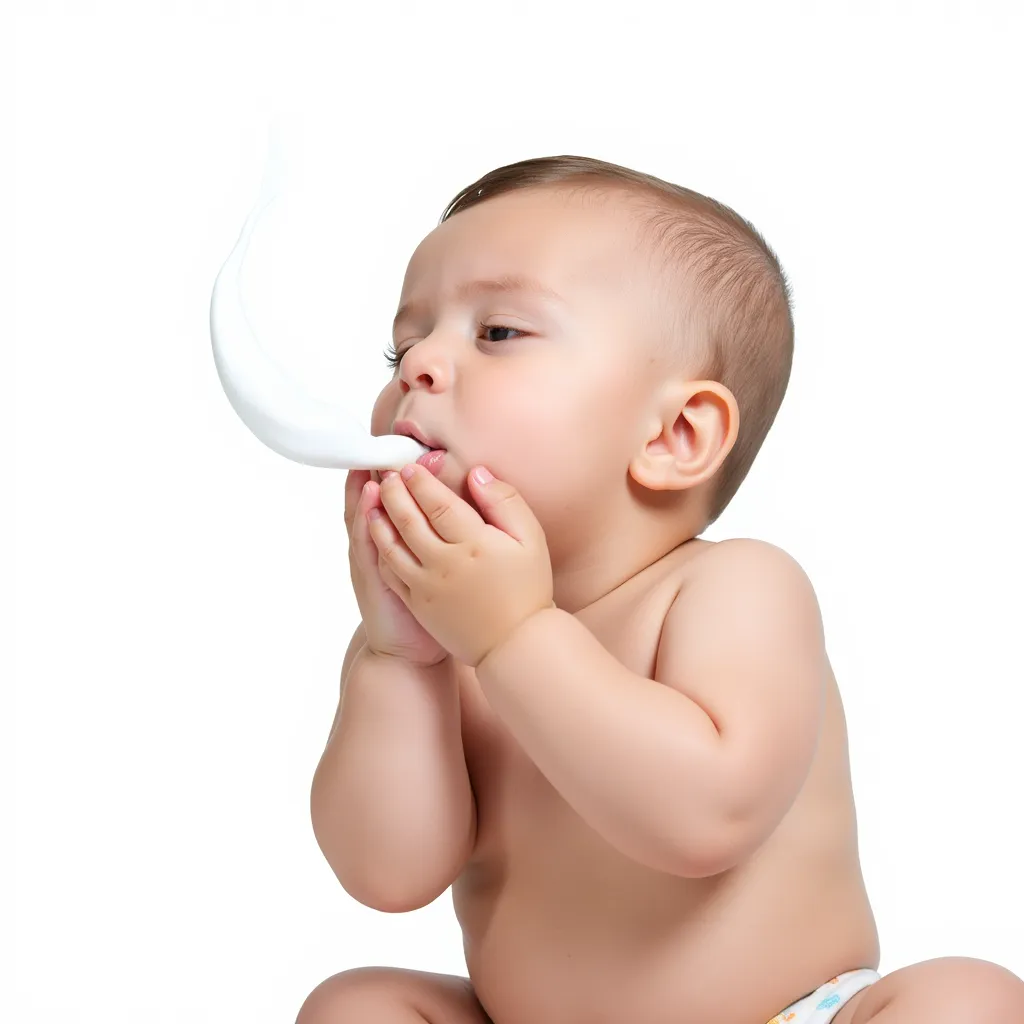baby blowing some coke in the style of AIBG, white background