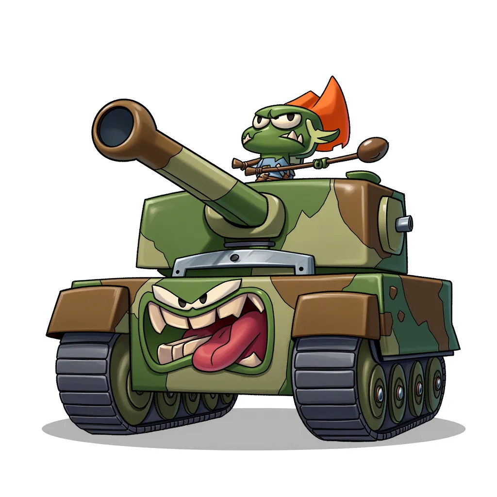 A war tank, he's really angry about having to continue fighting, you could say he has an "explosive" temperament.