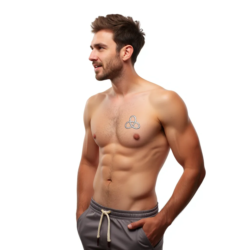 a shirtless man with the airbnb logo on his nipples