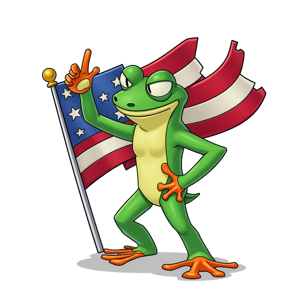 Pepe the frog waving the american flag