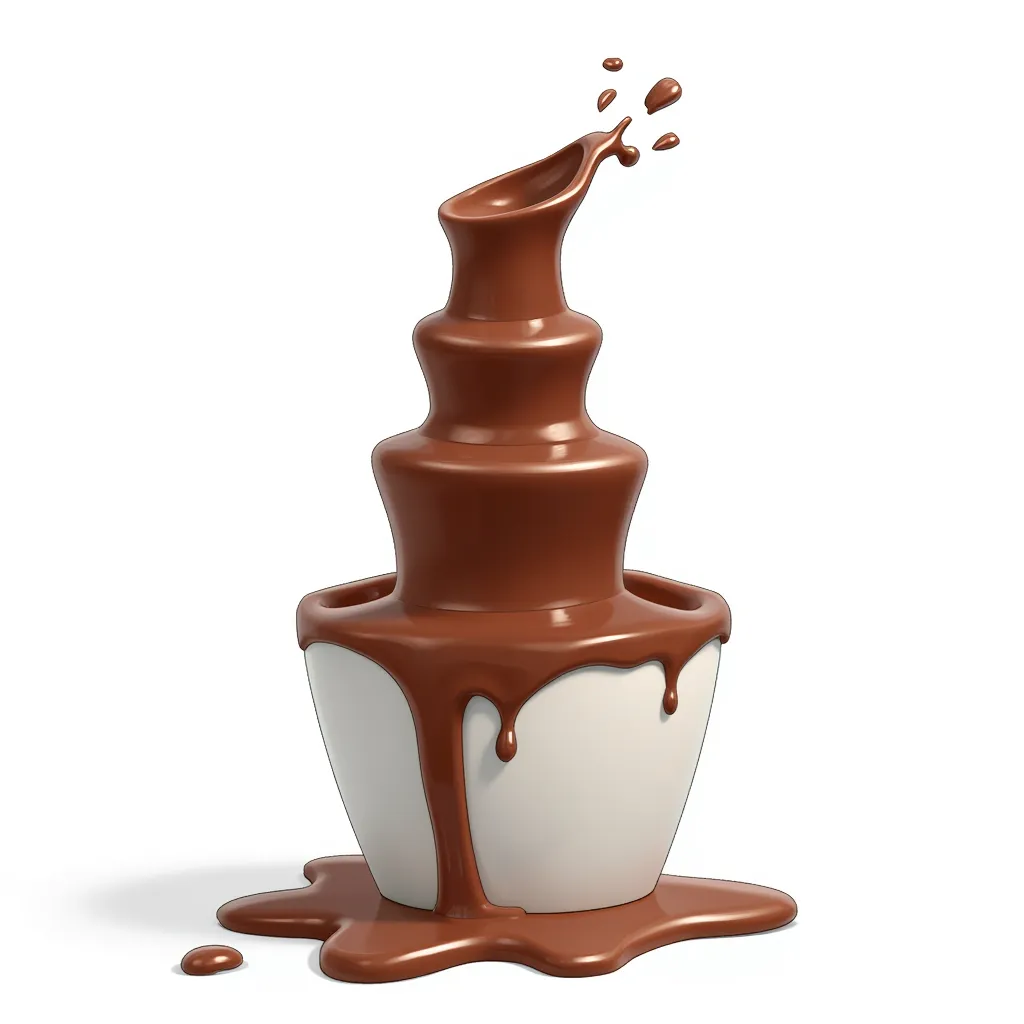 a chocolate fountain spewing chocoate at the top