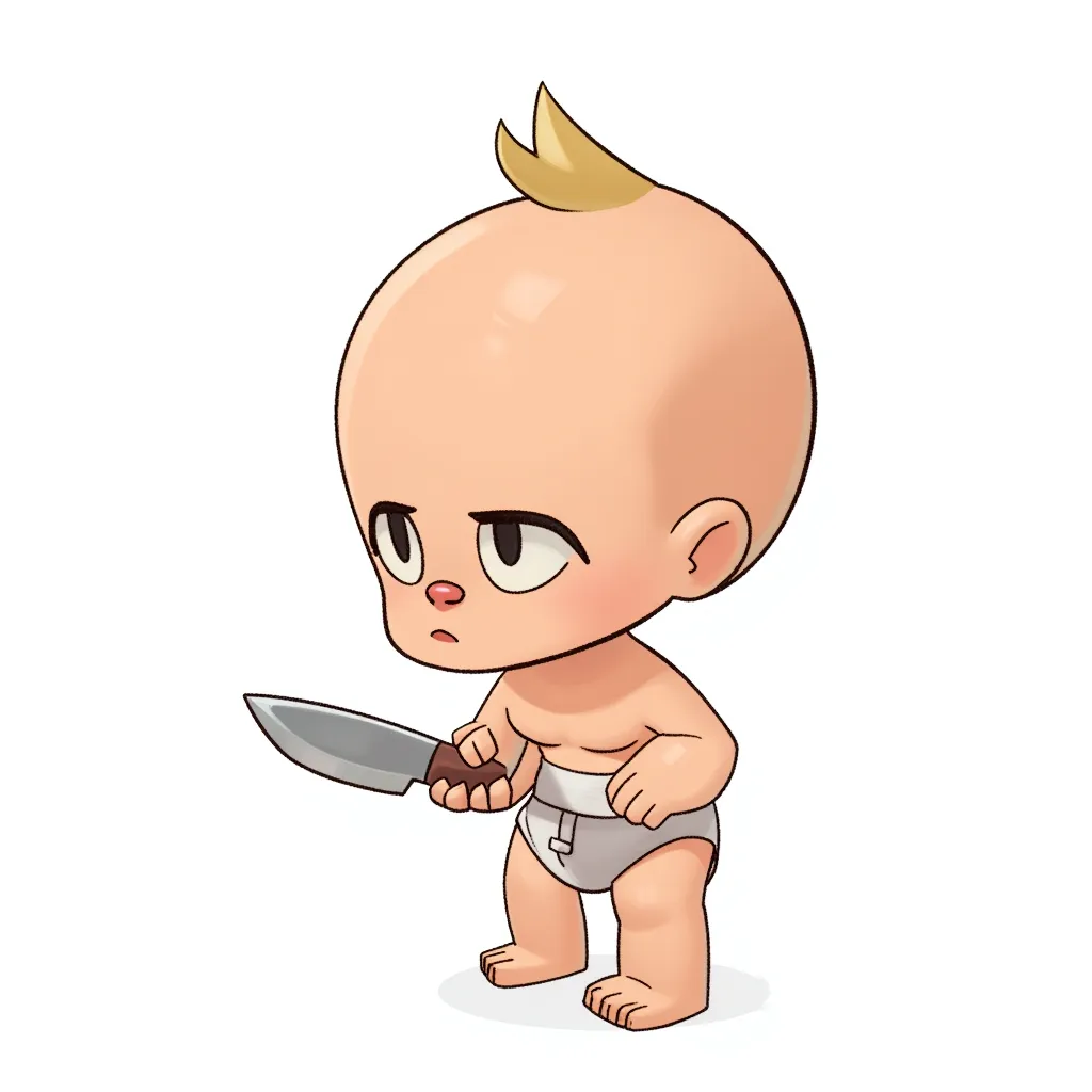baby with a knife in its chest