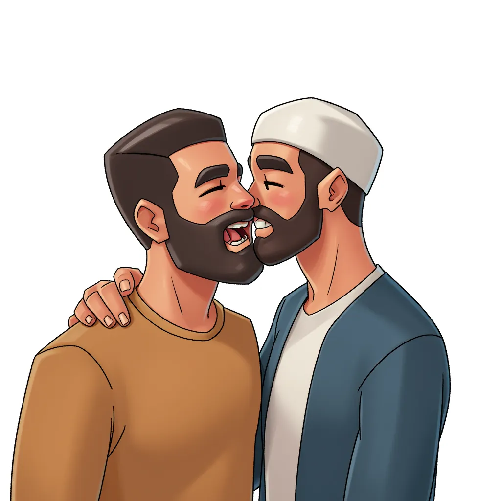 two muslim men making out
