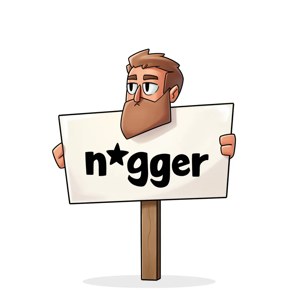 a sign that says "n*gger"