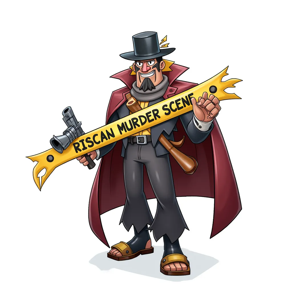 a photo of a murder scene photorealistic in the style of AIBG, white background