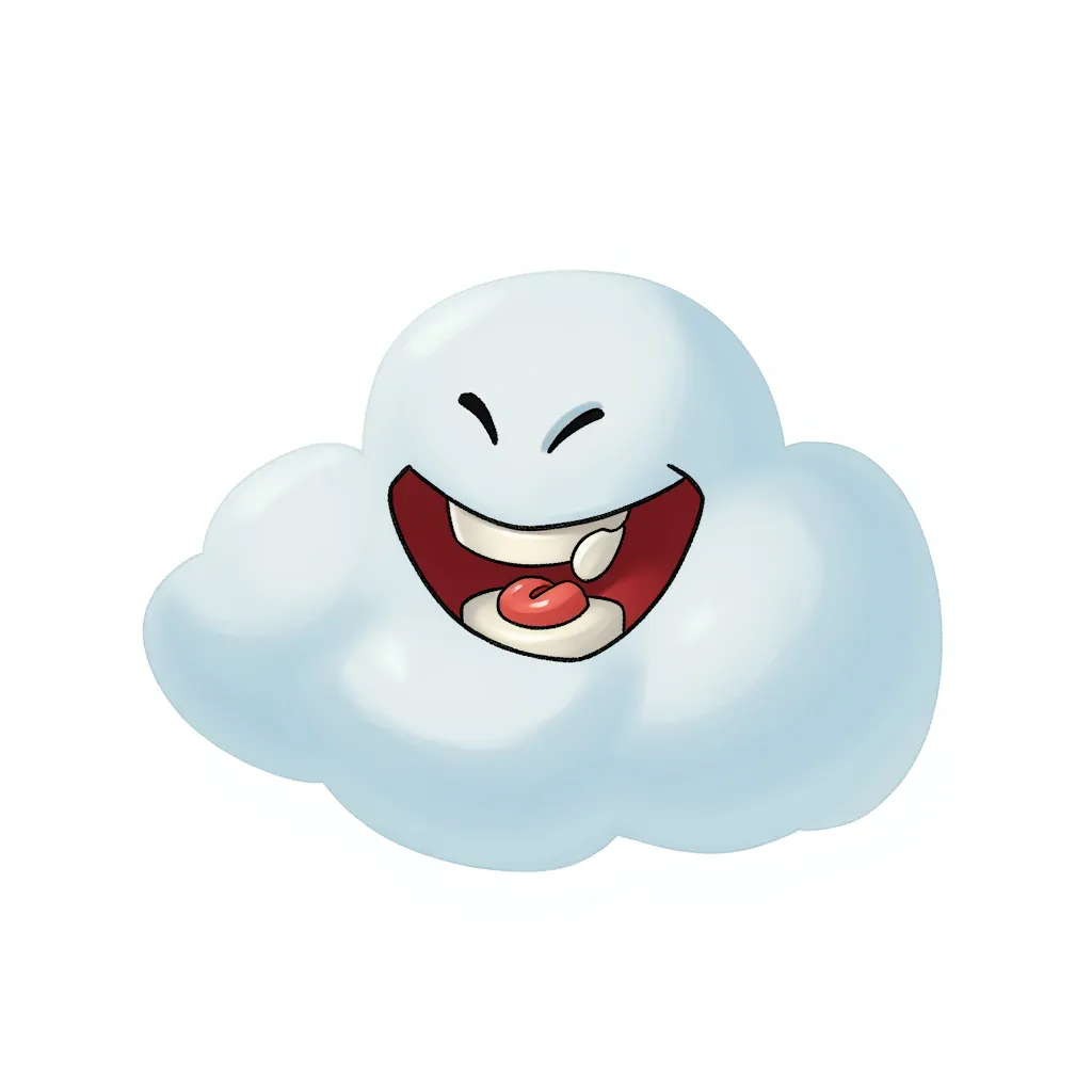 Who knew a cloud could be this happy, you can even see it's chipped tooth on it's smile.