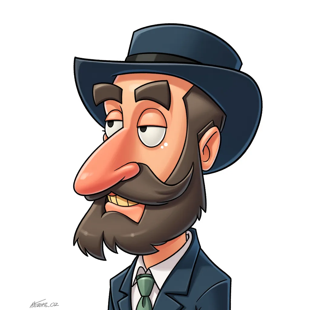 caricature of orthodox jews, big nose