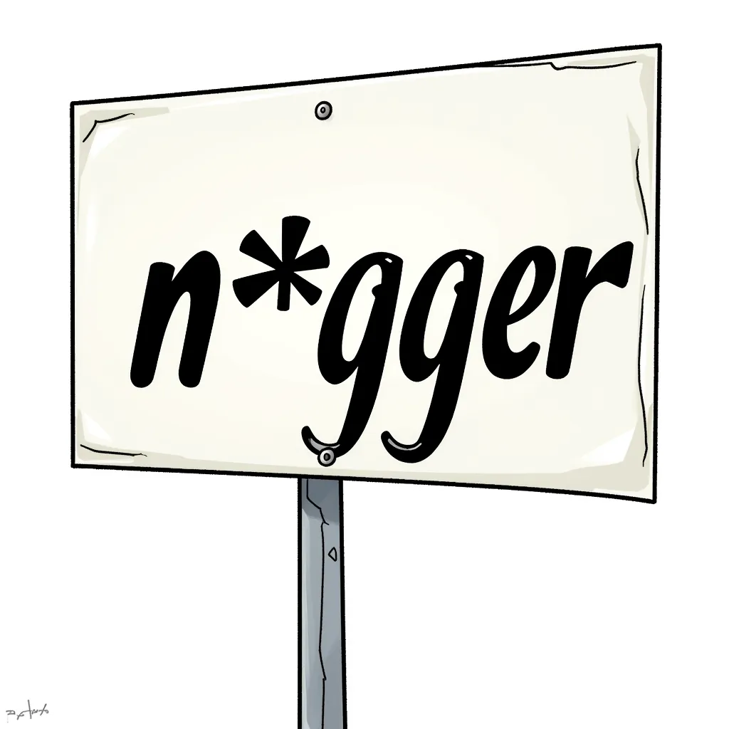 a sign that says "n*gger"