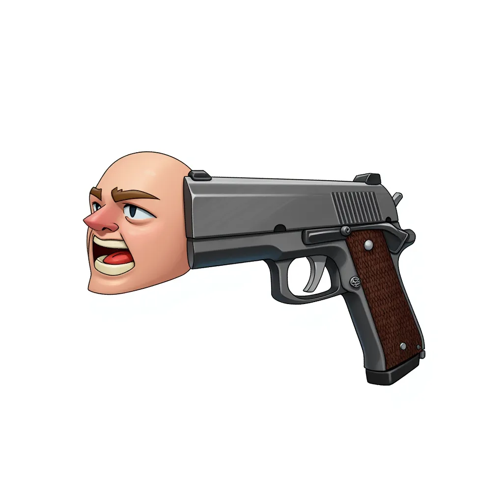 a gun with a human face on the muzzle