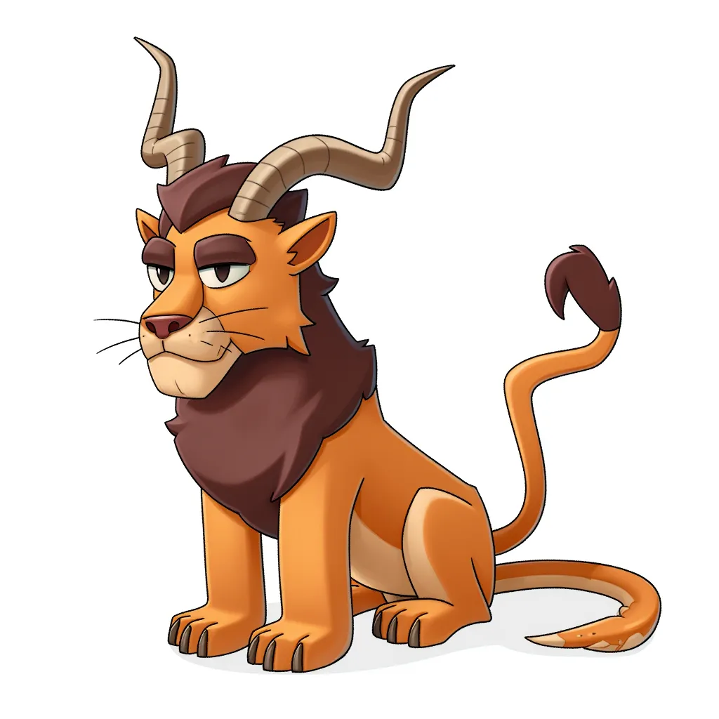 Part lion, horns of a goat and a serpent as a tail, all of these parts are ready to nap.