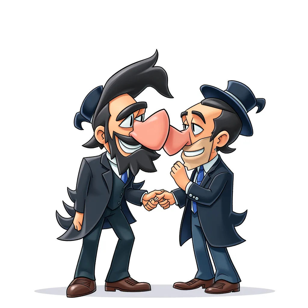 caricature of orthodox jews, big nose