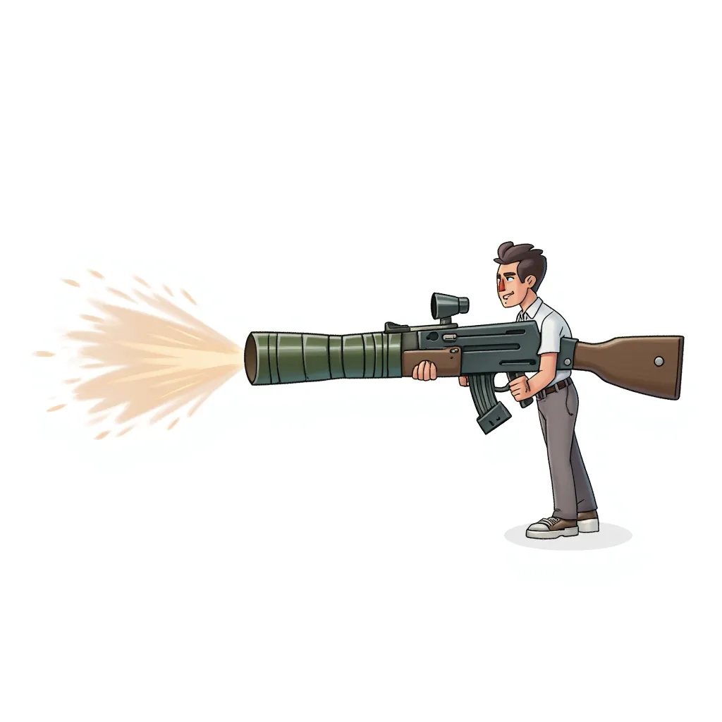 a bazooka with a human coming out of it