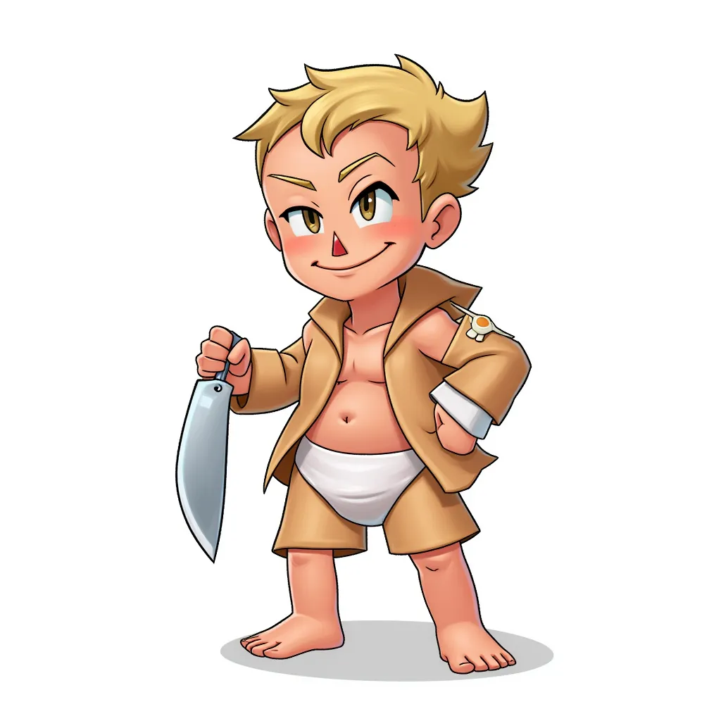 baby holding a knife