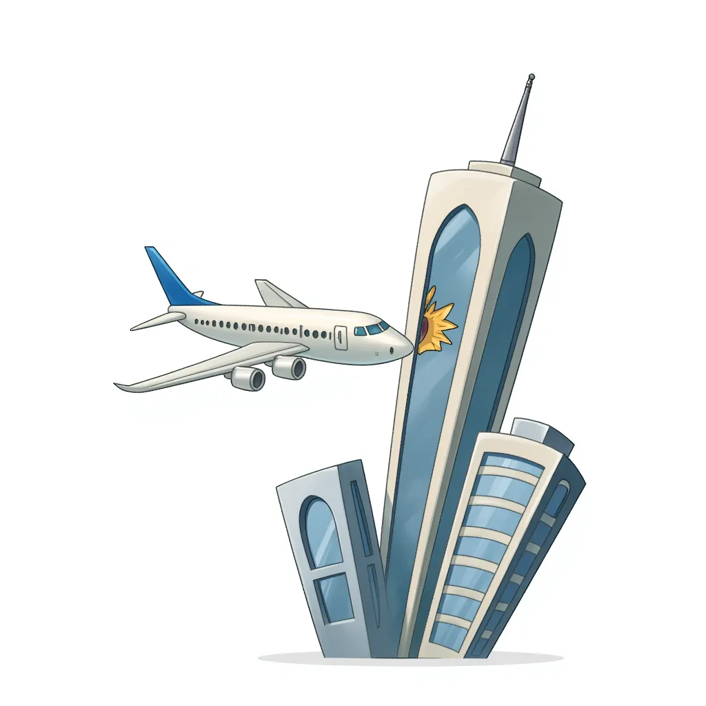 plane flying into tall building