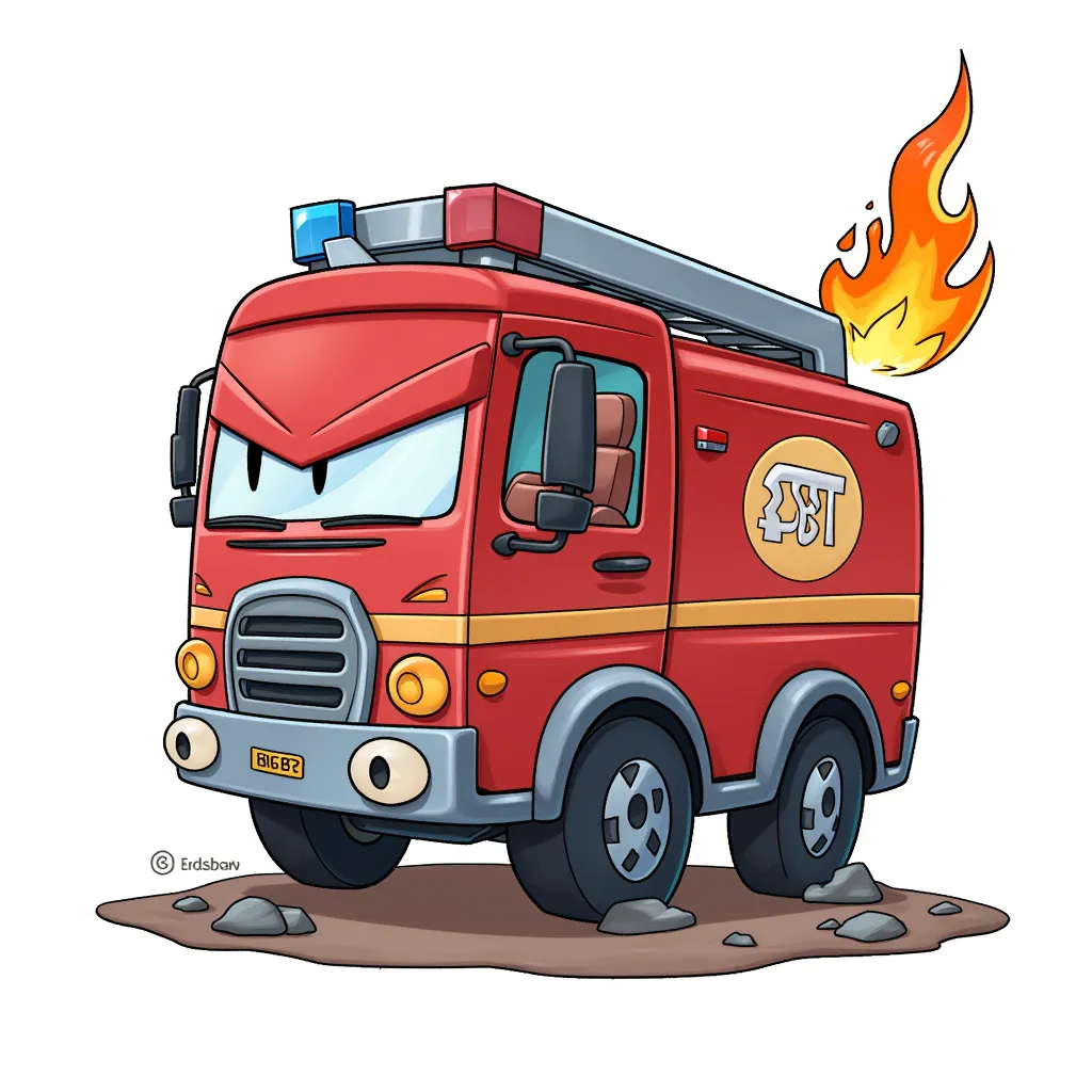 This fire truck is pissed because he got woken up to put out the fire of a careless engineering student.