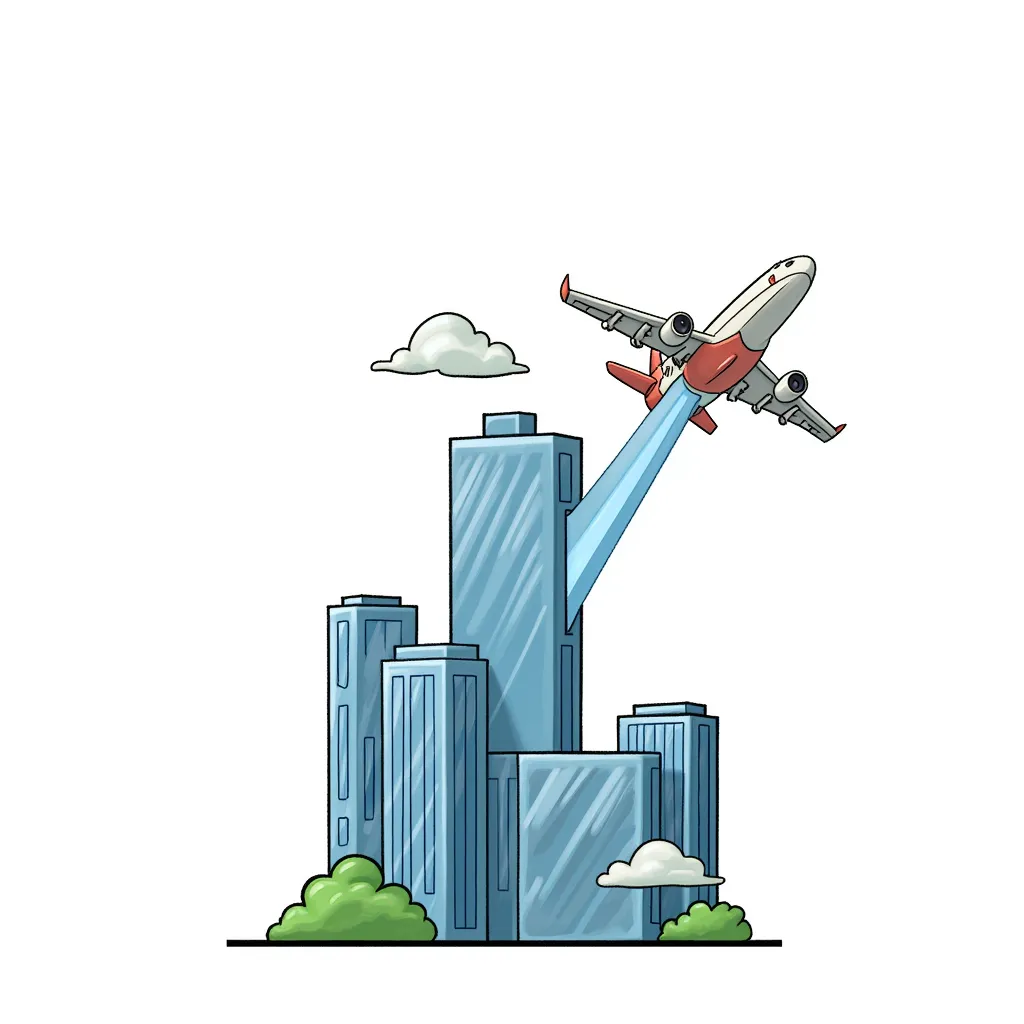 plane flying into tall building