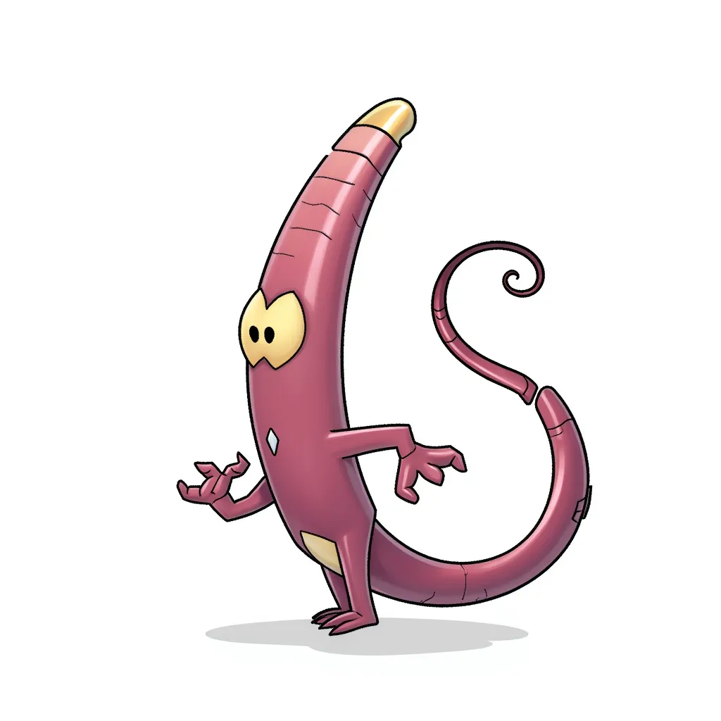 A penis shaped creature in the style of AIBG, white background