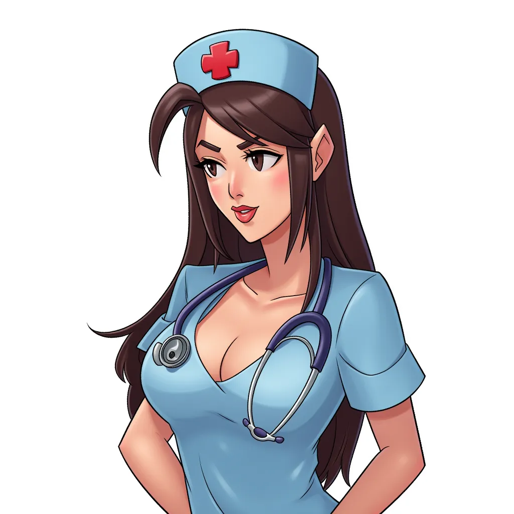 a very sexy nurse with cleavage