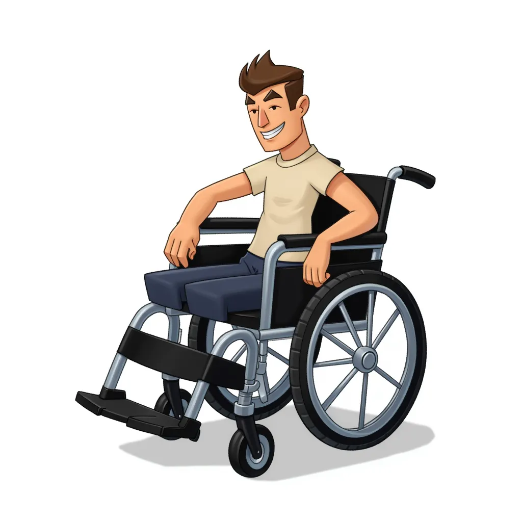 a retard in a wheelchair in the style of AIBG, white background