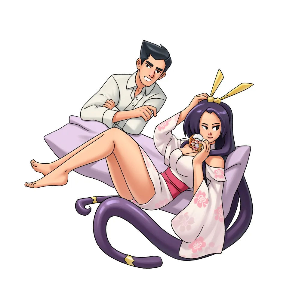 japnese geisha in bed with salary man