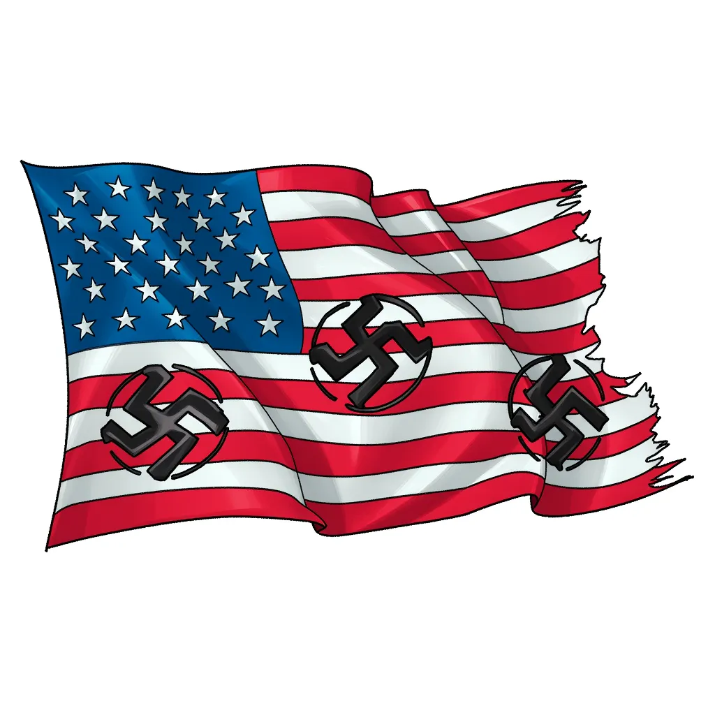 an american flag, except there are swaztikas instead of stars