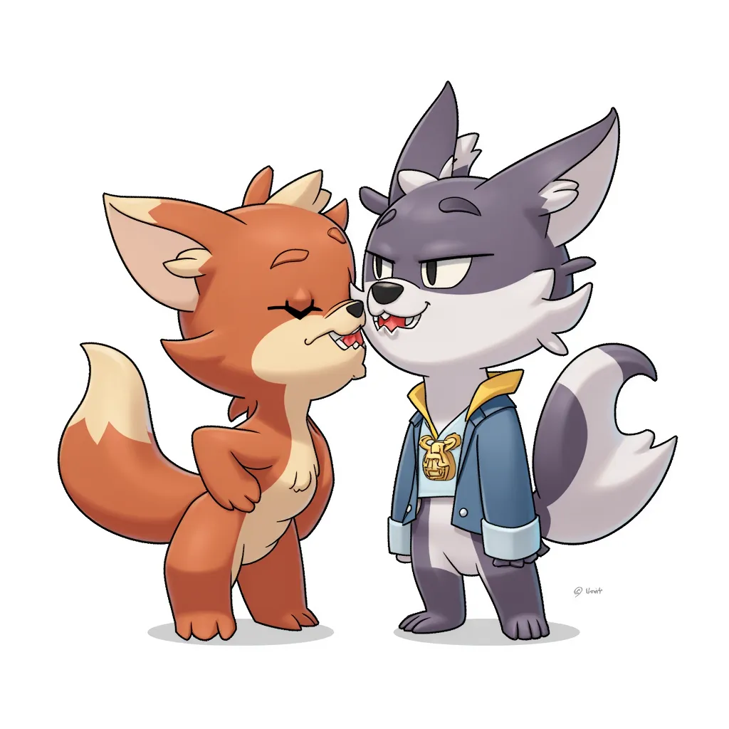 two furries making out