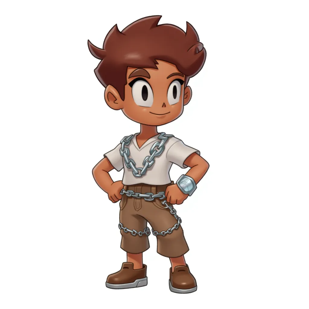 a small brown boy in chains