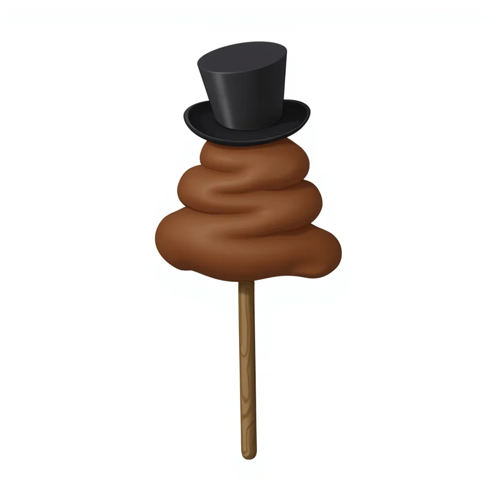 a poop on a stick with a top hat