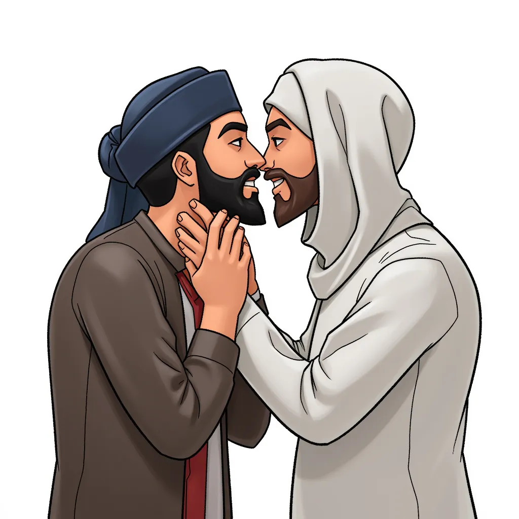 two muslim men making out