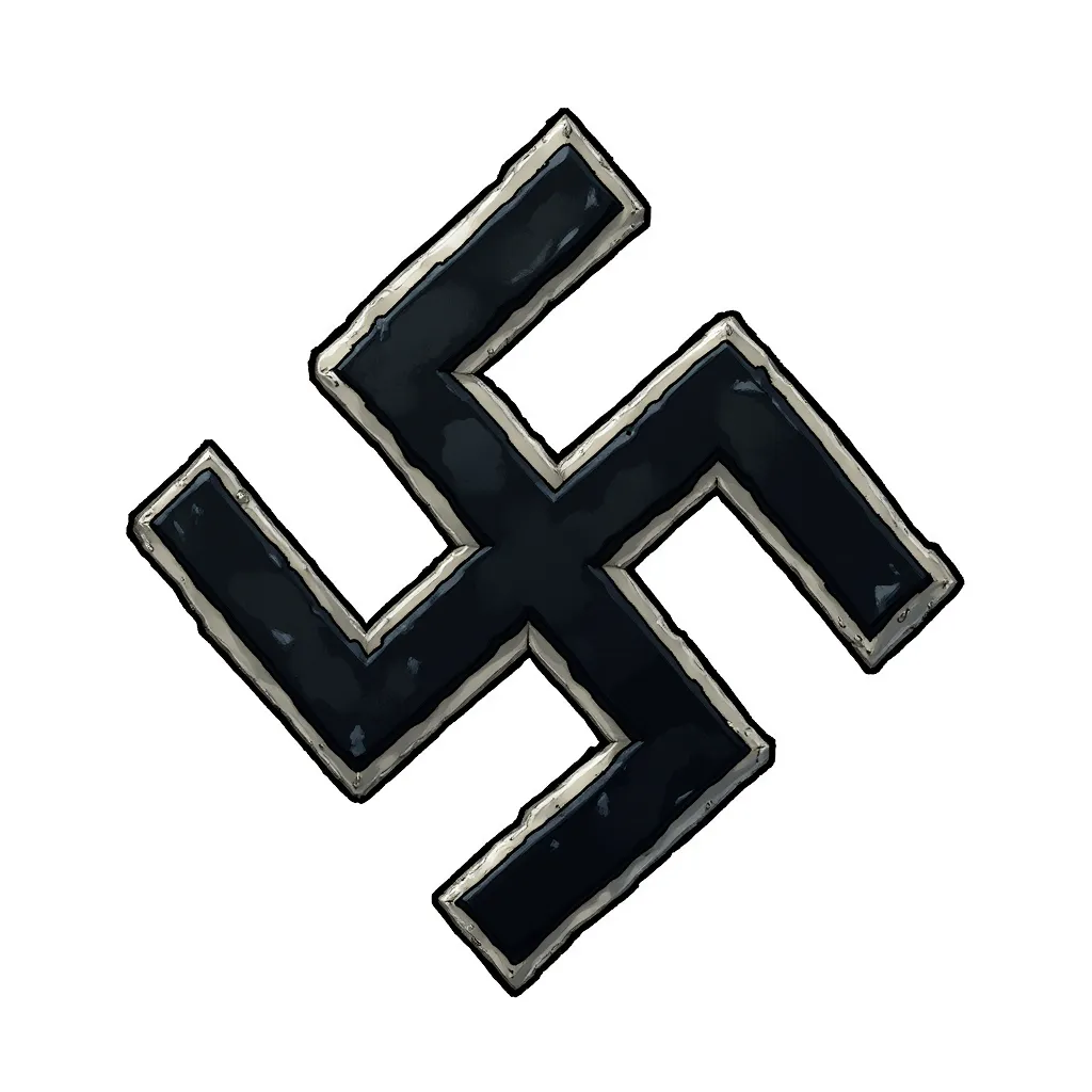hitler, nazi swastika in the style of AIBG, white background