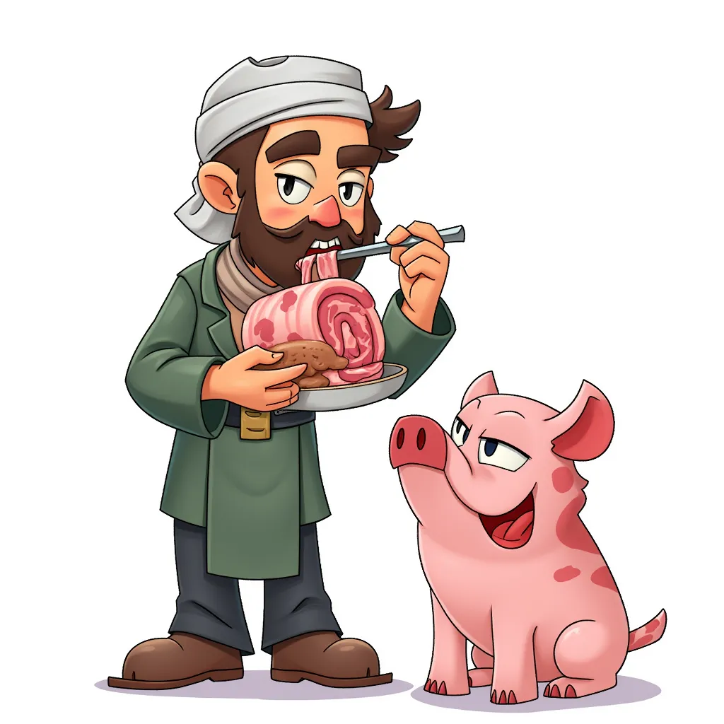 muslim eating pork