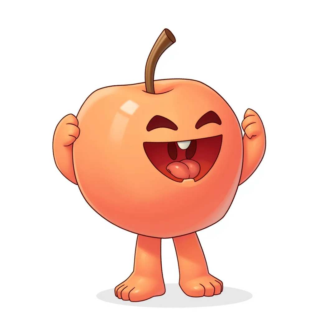a peach emoji with legs and arms