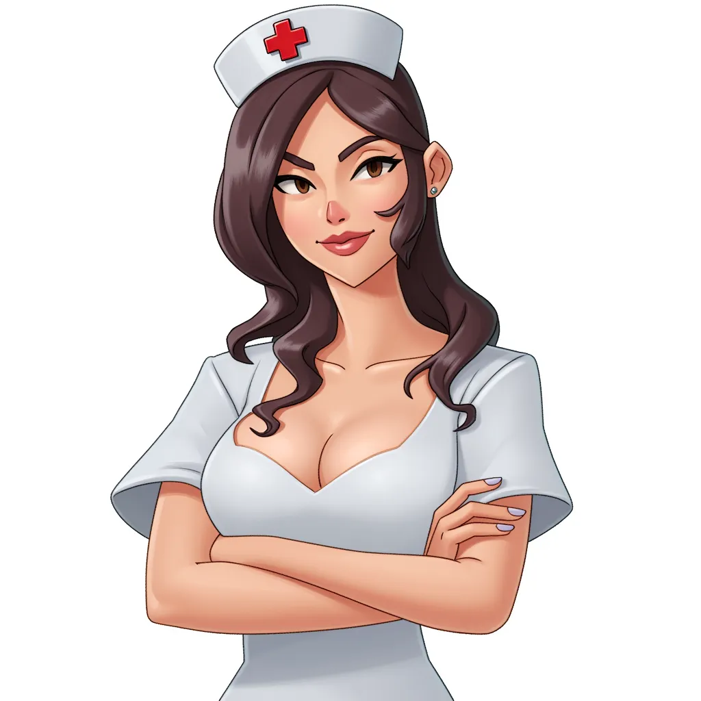 a very sexy nurse with cleavage