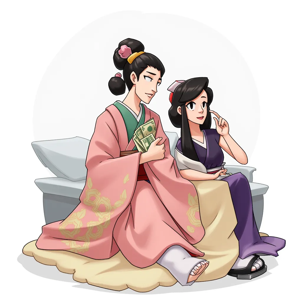 japnese geisha in bed with salary man