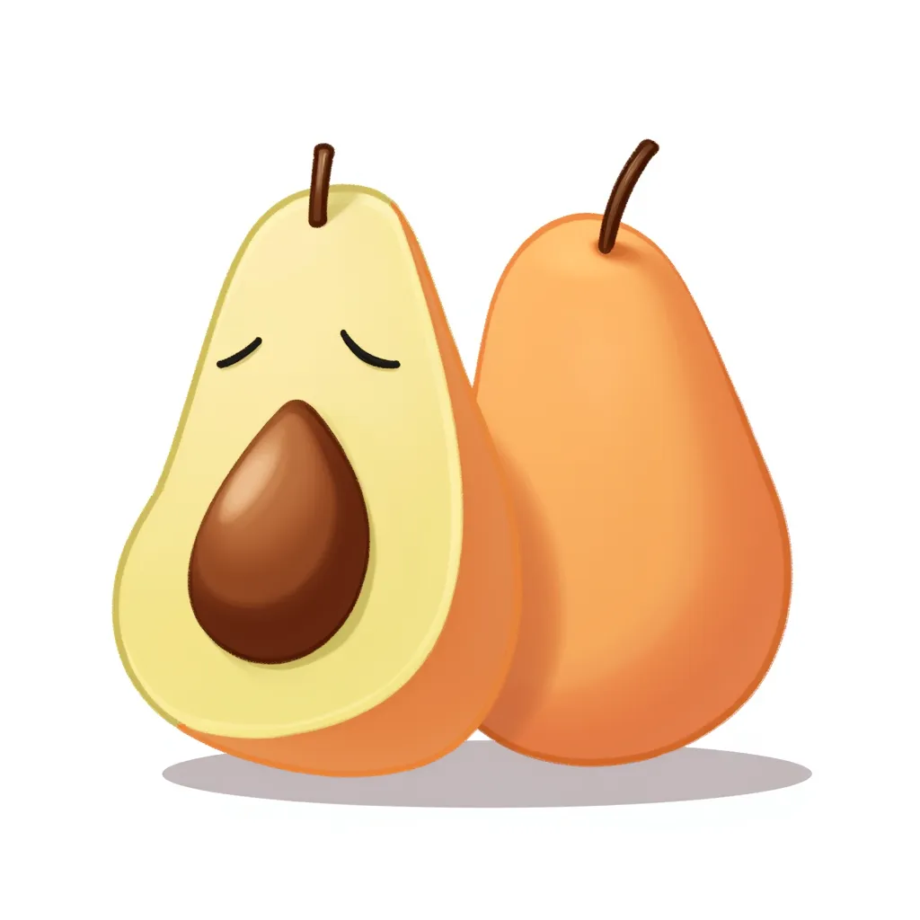 a peach colored avocado with two pits