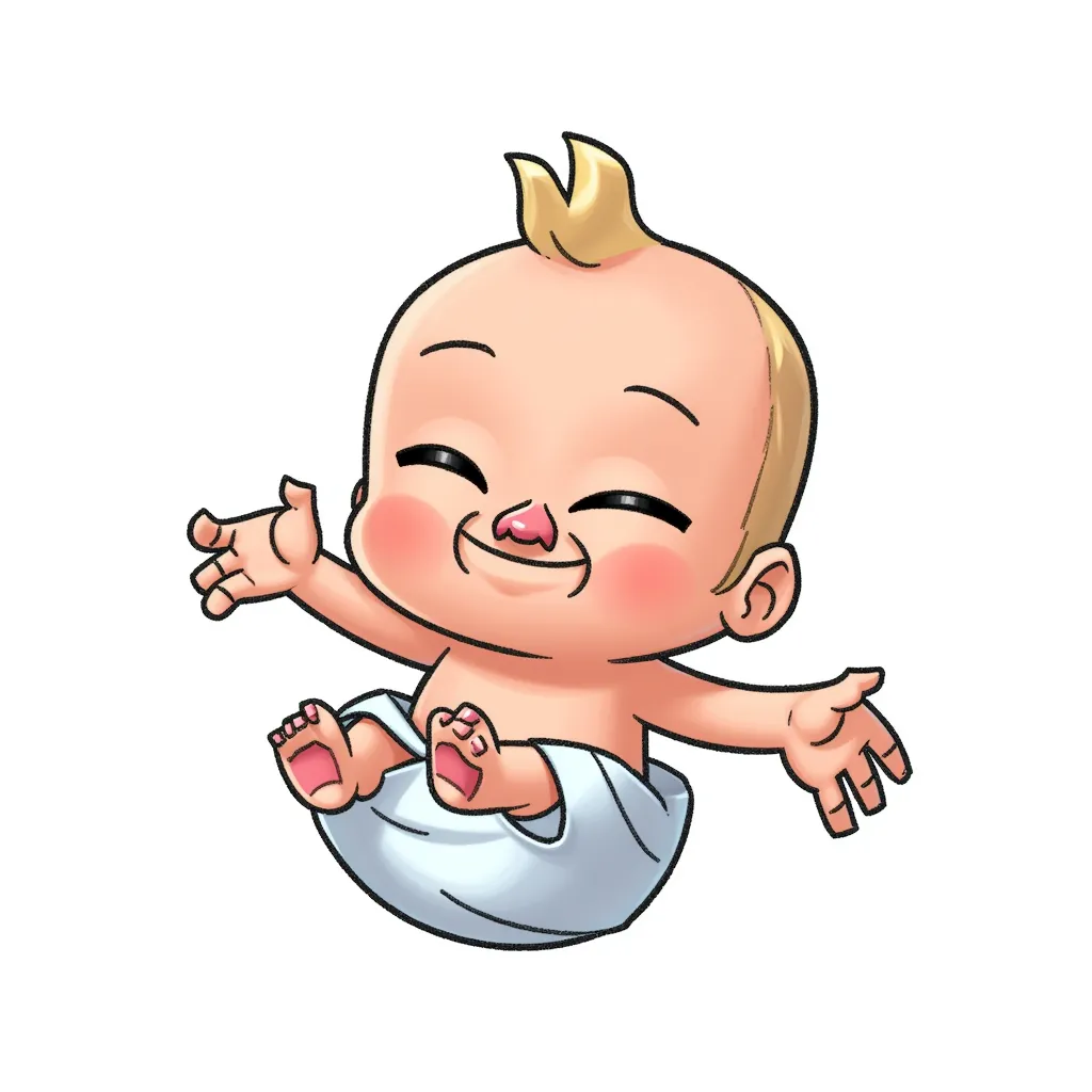 a dead baby in the style of AIBG, white background