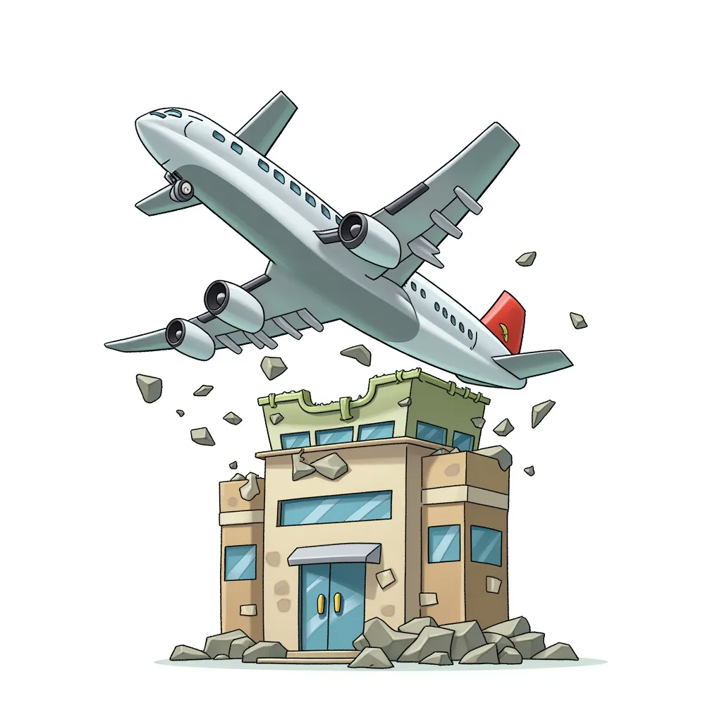 a plane crashing into a building